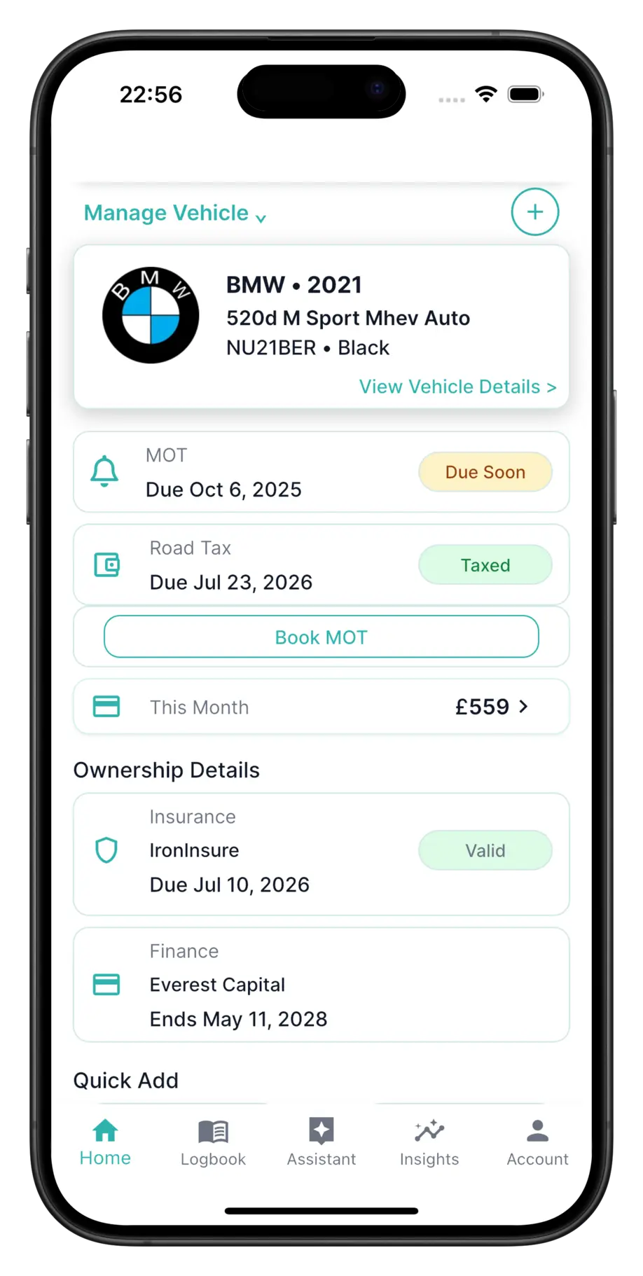 PitSync app — MOT renewal alerts and DVLA MOT reminders timeline