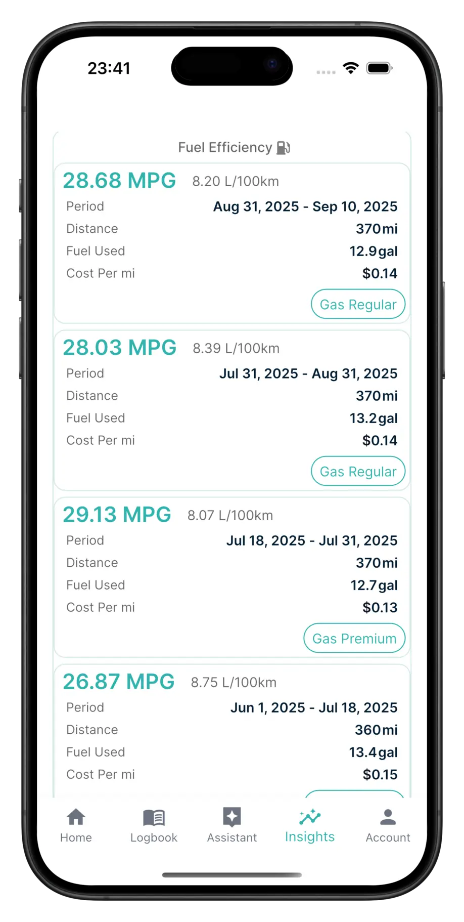 PitSync app — MPG and EV efficiency tracking
